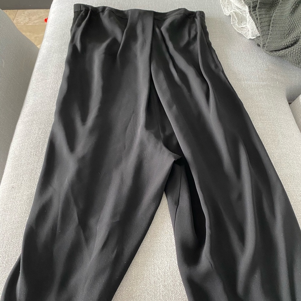 Black strapless wide leg jumpsuit